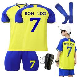 Ronronner Fußballtrikot für Kinder,Fußballtrikot,Kurzarmtrikot Shorts Set,Fussball Jersey Football Trikots,Nr.7,48Jersey Fußballtrikot mit Socken für Erwachsene und Kinder von Ronronner