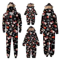 Roobeety Weihnachtspyjama Familie Set Weihnachtsmotiv Schlafanzug Weihnachten Drucken Onesie Nachtwäsche Weihnachtsdek Overall Pyjama Xmas Print Ganzkörperanzug Christmas Hausanzug mit Kapuze Kinder von Roobeety