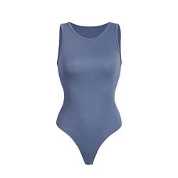 RoomTour Body Damen Elegant Stringbody for Damen Rundhalsausschnitt Bodysuits Top Blau M von RoomTour