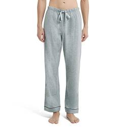 RoomTour Herren Schlafanzugshose Baumwolle Pyjama Lang Loungehose mit Taschen Grau XXXL von RoomTour