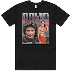 David Hasselhoff Homage Funny 80S Knight Rider Kitt Vintage Dad T-Shirt Unisex Black Mens Tees 3XL von Roosty