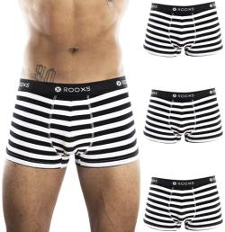 Rooxs Boxershorts Herren Gestreift (3er Pack) Männer Unterhosen Eng Basic Unterwäsche Baumwolle (XXL, Streifen) von Rooxs