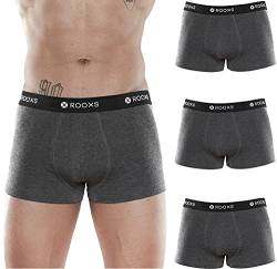 Rooxs Boxershorts Herren Grau (3er Pack) Unterhosen Männer Enge Unterwäsche Retroshorts Herren Slip Baumwolle (Grau, M) von Rooxs