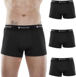 Rooxs Boxershorts Herren Schwarz (3er Pack) Unterhosen Männer Enge Unterwäsche Retroshorts Herren Slip Baumwolle (Schwarz, L) von Rooxs