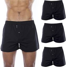 Rooxs Boxershorts Herren Schwarz (3er Pack) Weite Unterhosen Männer Unterwäsche mit Eingriff, Größe L, schwarz von Rooxs