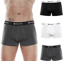 Rooxs Boxershorts Herren Set (3er Pack) Unterhosen Männer Enge Unterwäsche Retroshorts Herren Slip Baumwolle (Grau, Weiß, Schwarz, L) von Rooxs