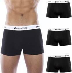 Rooxs Boxershorts Herren Set (3er Pack) Unterhosen Männer Enge Unterwäsche Retroshorts Herren Slip Baumwolle (Schwarz, L) von Rooxs