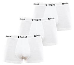 Rooxs Boxershorts Herren Weiß (3er Pack) Unterhosen Männer Enge Unterwäsche Retroshorts Herren Slip Baumwolle (Weiss, L) von Rooxs