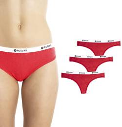 Rooxs String Tanga (3er Pack) Frauen Unterhosen Damen Unterwäsche Sport Slip Baumwolle, Rot, M von Rooxs
