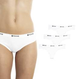 Rooxs String Tanga (3er Pack) Frauen Unterhosen Damen Unterwäsche Sport Slip Baumwolle, Weiss, Weiß, L von Rooxs