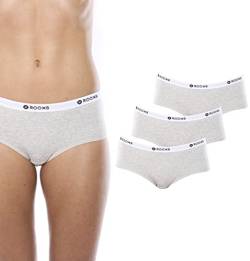 Rooxs Unterwäsche Damen Hipster 3X Unterhosen Damen Panty Baumwolle (as3, Alpha, l, Regular, Regular, 3X Grau) von Rooxs