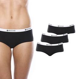 Rooxs Unterwäsche Damen Hipster 3X Unterhosen Damen Panty Baumwolle (as3, Alpha, l, Regular, Regular, 3X Schwarz) von Rooxs