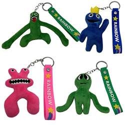 4 Stück Rainbow Schlüsselanhänger,Cartoon Schlüsselanhänger,Schlüsselanhänger Anhänger Cartoon Puppen Auto-Schlüsselanhänger für Rucksäcke, Taschen und Schlüssel von Ropniik