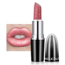 Glitzer Lippenstift, Schimmernder Lipstick Langanhaltend, Wasserdicht, Glänzender Lippenpflege Lippenstift, Lipgloss Perlglanz Finish, Lippenstift Metallic Glanz Finish- 11# Baby Pink von Rosarden