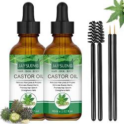 Rosarden 2er 60ml Rizinusöl für Haarwachstum Wimpern Augenbrauen und Hautpflege, 100% Rein Organic Castor Oil for Hair Growth, Rizinusöl Haare für Haarausfall Frauen und Männer von Rosarden