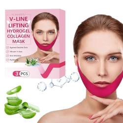 Rosarden V Line Lifting Maske für Doppelkinn Straffen, Doppelkinn Lifting Gesichtsmaske, Feuchtigkeitsspendend Hyaluron Maske Gesicht, Anti-Falten V-Form Maske, 3pcs Set von Rosarden