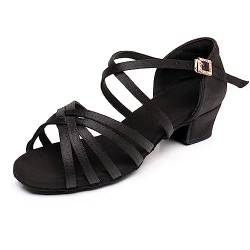 Professionelle Latein Tanzschuhe für Frauen Low Heels 3.5 cm für Mädchen Latein Chacha Salsa Jazz Ballsaal Tanzschuh für Anfänger Übungsspiel Schwarz 27 von Rosefinch