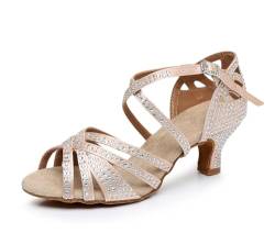 Rosefinch Damen Latein-Tanz-Strass-Schuhe,weiche Unterseite,Moderne Pole-Dance-Ballsaal-Tanz-Hochzeitsschuhe,Latein-Schuhe für Mädchen und Damen,Beige 5cm Absatz 36EU von Rosefinch