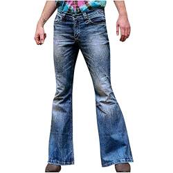 Roselan Herren hoch Schlaghosen ausgestellt Jeanshose Jeans Schlaghose mit großem Schlag Used Dunkelblaue von Roselan