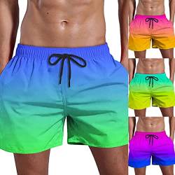 Badehose Herren Tunnelzug Neon Shorts Farbverlauf Strand Shorts Elastische Taille Bermuda Shorts Mit Taschen Papas Shorts Schnelltrocknend Badeshorts Boardshorts Rashguard Shorts Sommer Kurze Hosen von Rosennie