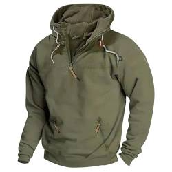 Christmas Pullover Herren Zip Hoodie Herren Y2K Business Pullover Herren Gym Shirt Herren Oversize Einfarbig 1/4 Zip Pullover Sweatshirt Mit Kapuze Kapuzenpulli Mit Reißverschluss Taschen (Grün, L) von Rosennie