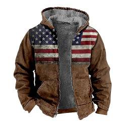 Fleecejacke Herren Herren Jacke Übergangsjacke Herbst Jacke Herren Flaggendruck Fleecefutter Übergangsjacke Mit Taschen Winterjacke Mit Reißverschluss Bomberjacke Herren Grün (Blau, 5Xl) von Rosennie