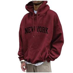 Herren Pullover Sweatshirt Sweatshirt Herren Weihnachten Kapuzen Sweatshirt Herren New York Druck Lustige Pullover Loose Fit Y2K Hoodie Baggy Herbst Hip Pop Streetwear Hoodie Sweatshirt Herren XXL von Rosennie