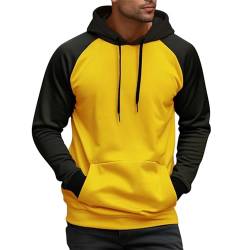 Herren Rollkragenpullover Zipper Hoodie Vintage Oversize Pullover Herren Strickpullover Herren Oversize Farbblock Raglan Kapuzenjacke Mit Taschen Sweatjacke Mit Kapuze Vintage Lustige Hoodie Gelb 4Xl von Rosennie