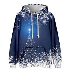 Kapuzenpullover Herren Sweatshirt Ohne Kapuze Weihnachts Pullover Man Ugly Christmas Sweater Rentier Musterdruck Oversized Hoodie Hässlich Weihnachtspullover Lustige Hoodie (Dunkelblau, 7XL) von Rosennie