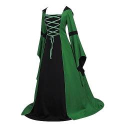 Korsett Damen Steampunk Kleider Faschingskostüm Hippie Kleid Viktorianisches Kleid Hippie Kleidung Mittelalter Kleid Piratin Kostüm Rockabilly Kleider Fasnachtskostüme Gothic Kleid Dark Green XXL von Rosennie