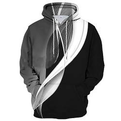 Oversized Hoodie Herren 3D Druck Kordelzug Kapuzenpullover Mit Taschen Loose Fit Kuschel Hoodie Baggy Sweatshirt Mit Kapuze Streetwear Y2K Hoodie Freizeit Hoodie Hooded Pullover von Rosennie