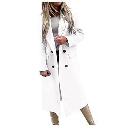 Rosennie Damen Mantel Wollmantel Einfarbig Elegant Revers Winter Mantel Lang Wollmantel Trenchcoat Business Blazermantel mit Taschen und Gürtel Slim Fit Wolle Cardigan Übergangsjacke von Rosennie