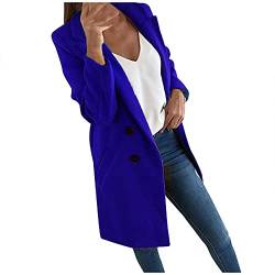 Rosennie Damen Winter Mantel Umlegekragen Lang Wollmantel Modisch Revers Einfarbig Trenchcoat Jacke Schlank Business Blazermantel Elegante Slim Long Coat Oberbekleidung Jacke von Rosennie