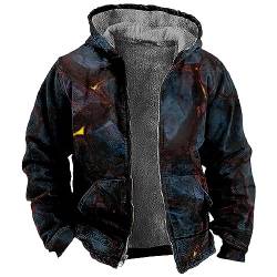 Rosennie Gefütterte Jacke Herren Flaggendruck Fleecefutter Übergangsjacke Mit Taschen Winterjacke Mit Reißverschluss Warme Teddyfleece Jacke Cowboy Jacke Streetwear Trachtenjacke Holzfäller Jacke von Rosennie