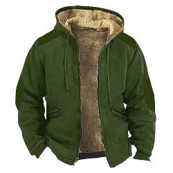 Rosennie Gefütterte Jacke Herren Flaggendruck Fleecefutter Übergangsjacke Mit Taschen Winterjacke Mit Reißverschluss Warme Teddyfleece Jacke Cowboy Jacke Streetwear Trachtenjacke Holzfäller Jacke von Rosennie