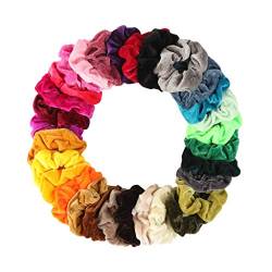 Rosennie Haargummis Haar Bunte Haargummis Elastische Haarbänder Scrunchies Samt Set,50 Farben Elastische Gummibänder Pferdeschwanz Haarband Haaschmuck für Damen Mädchen (30 Stück) von Rosennie