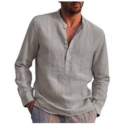 Rosennie Jeanshemd Herren Revers Einfarbiges Knopfleiste Freizeithemd Mit Brusttasche Langarm Hemd Baumwoll Leinen T Shirt Muskelshirts Herren Freizeithemd Sommerhemd Henley Shirt Langarmshirt von Rosennie