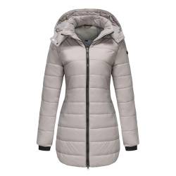 Rosennie Leichte Steppjacke Windjacke Damen Leicht Steppjacke Damen Schwarz Einfarbiges Tailliert Softshellmantel mit Reißverschluss Leichte Warm Puffermantel Lang Damenmantel (Dunkelgrau, S) von Rosennie