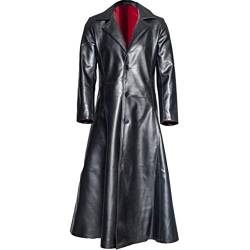 Rosennie Mantel Herren Ledermantel Kunstleder Jacke Jacken Retro Gothic Mäntel Steampunk Langarm Mittellang Mantel Leder Jacke Uniform für Männer Trenchcoat Übergangsjacke S-5XL von Rosennie