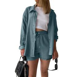 Rosennie Zweiteiler Damen Sommer Langarmshirt Damen Oberteile Damen Sexy Damen Tunika Sommer Zweiteiler Damen Elegant Festlich Zweiteiler Damen Jogginganzug Damen Shirt von Rosennie