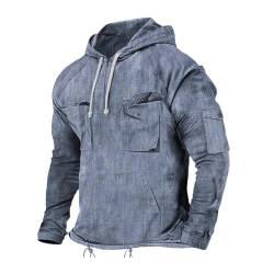 Schaltknauf Hoodie Langarmshirt Herren Pullover Mit Reissverschluss Herren Christmas Sweater Vintage Distressed Pullover Kapuzenjacke Mit Taschen Sweatjacke Mit Kapuze Casual Lustige Hoodie (Grau, L) von Rosennie