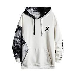 Skeleton Zip Up Hoodie Pullover & Strickjacken Für Herren Winterpullover Herren Warm Japanische Streetwear Hip Hop Hoodie Patchwork Hoodie Oversize Hoodie Urban Pullover Pulli Decke (Weiß, XL) von Rosennie