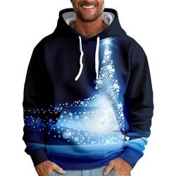 Weihnachtspullover Rentier Musterdruck Oversized Hoodie Hässlich Weihnachtspullover Mit Taschen Lustige Hoodie Für Männer Festlich Festival Kapuzenpullover Leichte Sweatshirt Mit Kapuze Kapuzenpulli von Rosennie