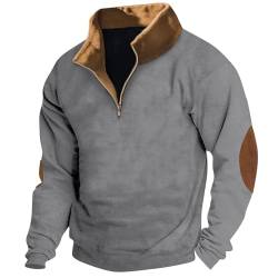 Zip Pullover Herren Revers Einfarbiges Sweatshirt Mit Reißverschluss Relaxed Fit Poloshirt Für Männer Trachtenhemd Opa Shirt Regular Fit Laufshirt Casual Businesshemden Tactical Shirts Unterhemd von Rosennie