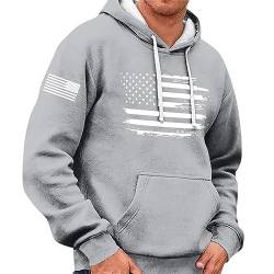 Zipper Hoodie Herren Sweatshirt Ohne Kapuze Weihnachts Pullover Man Flagge Drucken Fleecefutter Streetwear Hoodie Mit Kängurutasche Drawstring Motorrad Hoodie Thermo Ugly Christmas Sweater (Grau, 4Xl) von Rosennie