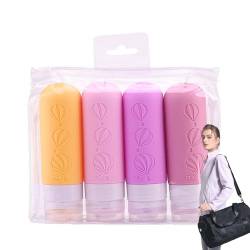 Make-up-Entferner-Reiseflasche - 4-teiliges Set aus auslaufsicheren, nachfüllbaren Silikon-Kosmetikspenderflaschen | Aufbewahrung von Toilettenartikeln für Fitnessstudio-Duschen, Rosixehird von Rosixehird
