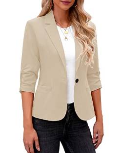 Roskiky Blazer Damen Elegant Blazer Für Damen Blazer Beige Blazer Damen Sportlich Damen Jacke Mantel Damen Frühling Summer Jacket Women Khaki L von Roskiky