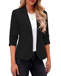 Roskiky Blazer Damen Elegant Blazer Für Damen Blazer Damen Schwarz Pieces Blazer Damen Jacke Frühling Damen Sommermantel Damen Leicht Vintage Mantel Damen Schwarz 2XL von Roskiky