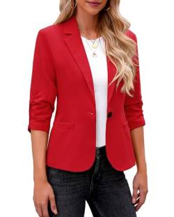 Roskiky Blazer Damen Elegant Blazer Für Damen Blazer Rot Damen Damen Blazer Sommer Vintage Jacke Damenjacke Rot 2XL von Roskiky