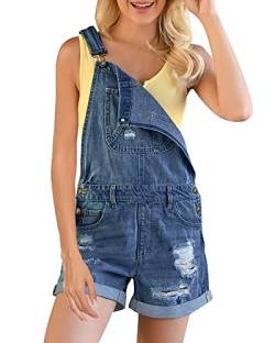 Roskiky Damen Jeans Jeanslatzhose Overalls Rompers Schnallenriemen Jeanshose Dunkelblau Größe L von Roskiky